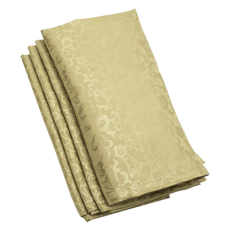 Ensemble de 12 serviettes dorées en tissu damassé des Fêtes