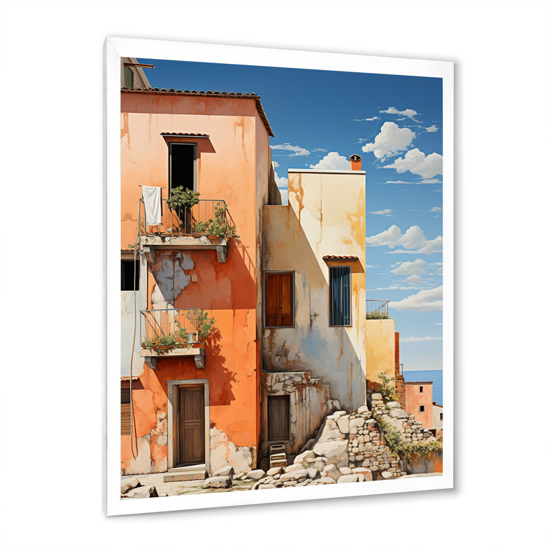 Zulte Italie tons terre cuite Fontanas, H 20 po x l 12 po x P 1 po, Cadre photo blanc