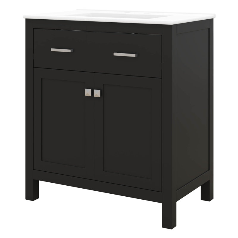 60" Bathroom Vanity With Double Sink, Bathroom Vanity Set With Double Vanities (Separate), Adjustable Shelf, Soft Close Doors And Flip Drawer