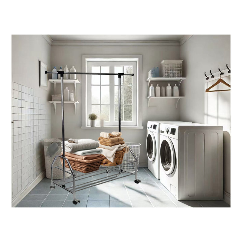 Chrome Metal Clothes Rack Extendable Bar
