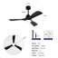 Hot Ventilateurs de plafond de 42 pouces avec lumières et télécommande, ventilateur de plafond noir pour patio avec lumière 3 pales Ventilateur de plafond moderne réversible silencieux, moteur à courant continu pour ferme