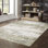 Tapis abstrait vert / gris / ivoire / beige Belinda