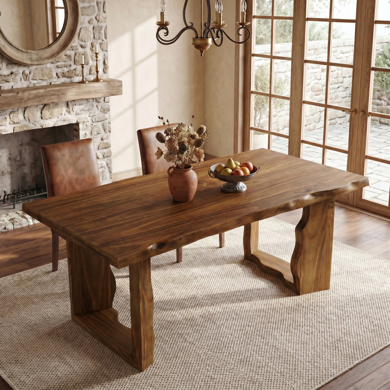 Farmhouse 63-Inch Solid Wood Dining Table,Rustic Kitchen Table For 4-6 Person For Kitchen & Dining Room, Dark Walnut