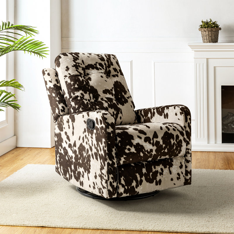 Prescot 26.77" W Pocket Spring Tufted Manual Swivel Rocker Recliner, Brown Polyester Blend