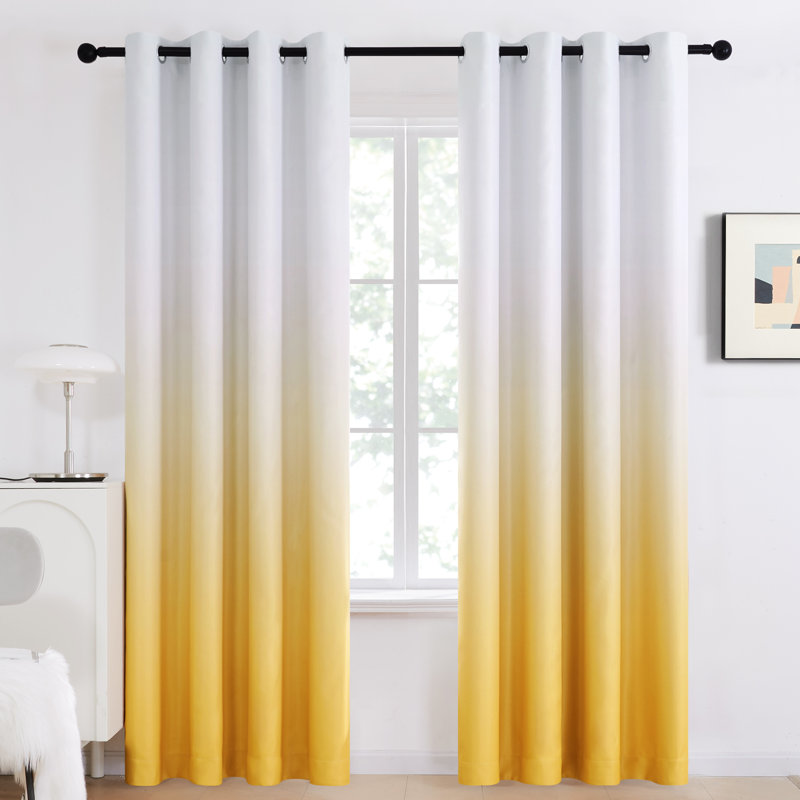 Dorinda  Room Darkening Curtain Single Panel, 52" W x 84" L, White/Teal