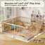 Parc pour bébé en bois de pin naturel, très grand parc pour bébés et tout-petits de 64 po x 64 po, centre de jeu intérieur pour enfants, clôture en bois naturel portable