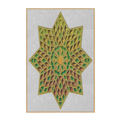 Tapis gris/vert/rouge à motifs