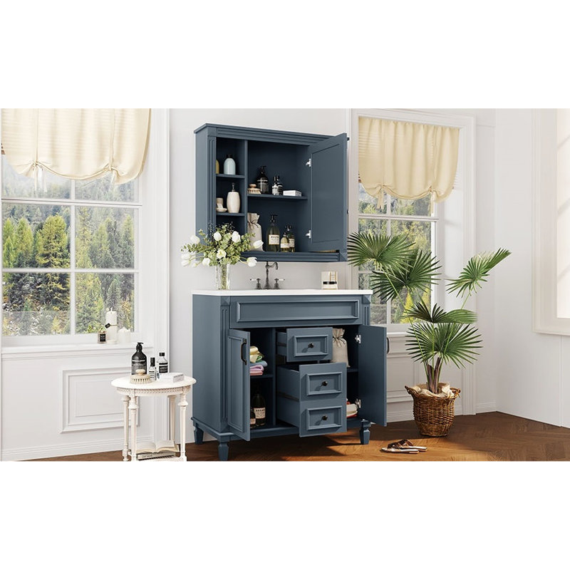 Meuble-lavabo 36 po avec lavabo à miroir 2 portes 36 po, lavabo et tiroirs