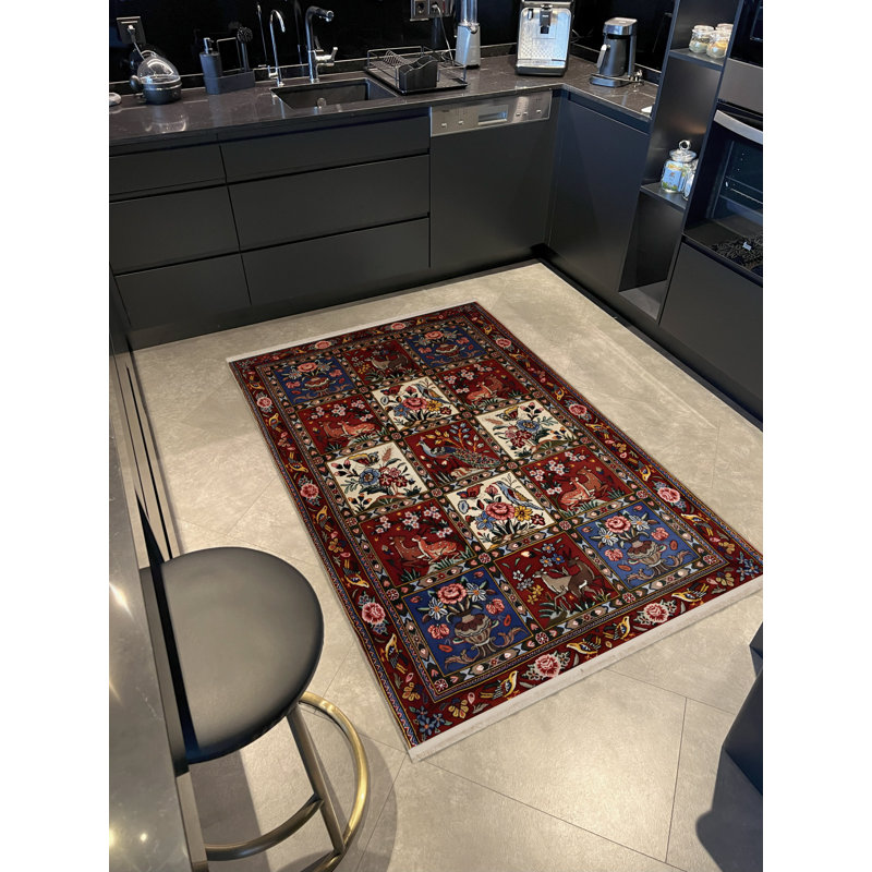 Tapis décoratif bourgogne, Rectangle 3 pi 9,81 po x 6 pi 6,74 po