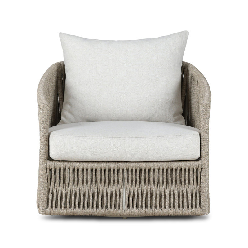 Porto Outdoor Swivel Lounge Chair, Ivory Rope, Alessi Linen