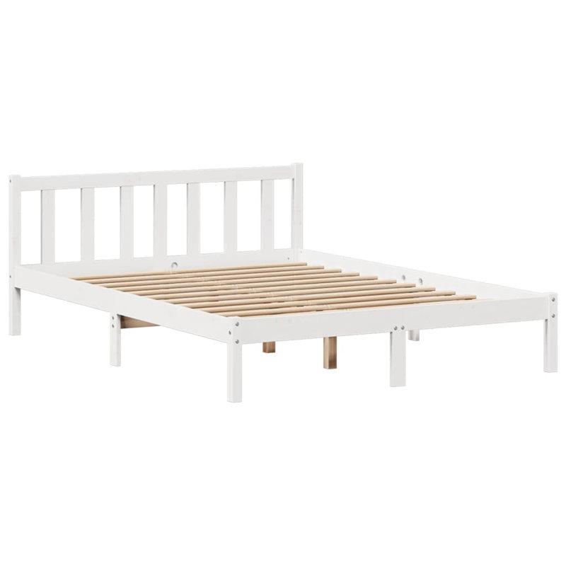 Bookcase Bed Without Mattress Solid Wood Pine, 126 x 219.5 cm, White