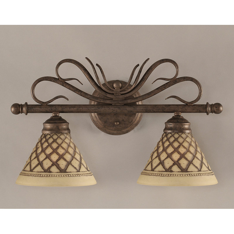 Alisz Swan 2 Light Bath Bar Shown In Bronze Finish With 7" Chocolate Icing Glass