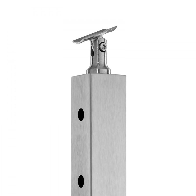 Poteau de rampe à câble, poteaux d'escalier de terrasse de 42 po x 2 po x 2 po, paquet de 1 poteau de main courante en acier inoxydable, piquets pré-percés avec support de fixation, noir