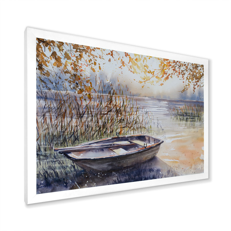 Bateau de pêche, reproduction d'art sur toile, paysage de rivière de pêche, H 30 po x l 40 po x P 1,5 po