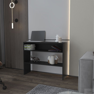 Vail Console Table In Melamine With Open Storage, Black