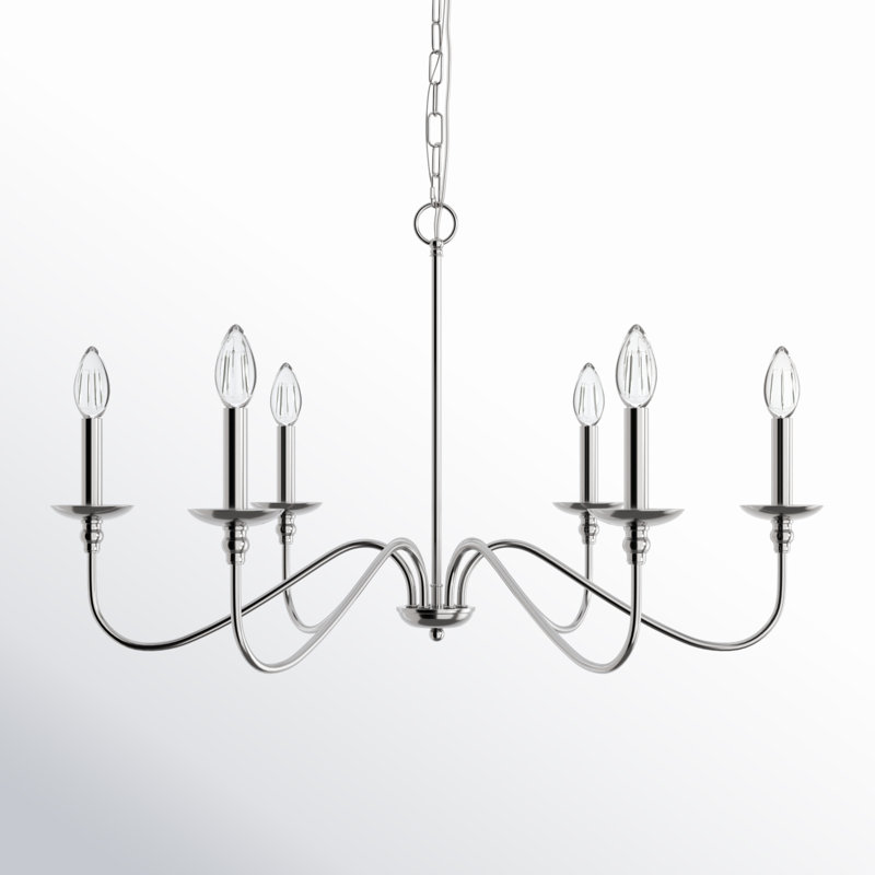 Ableton Iron 6-Light Chandelier, Polished Nickel, 19" H x 36" W x 36" D