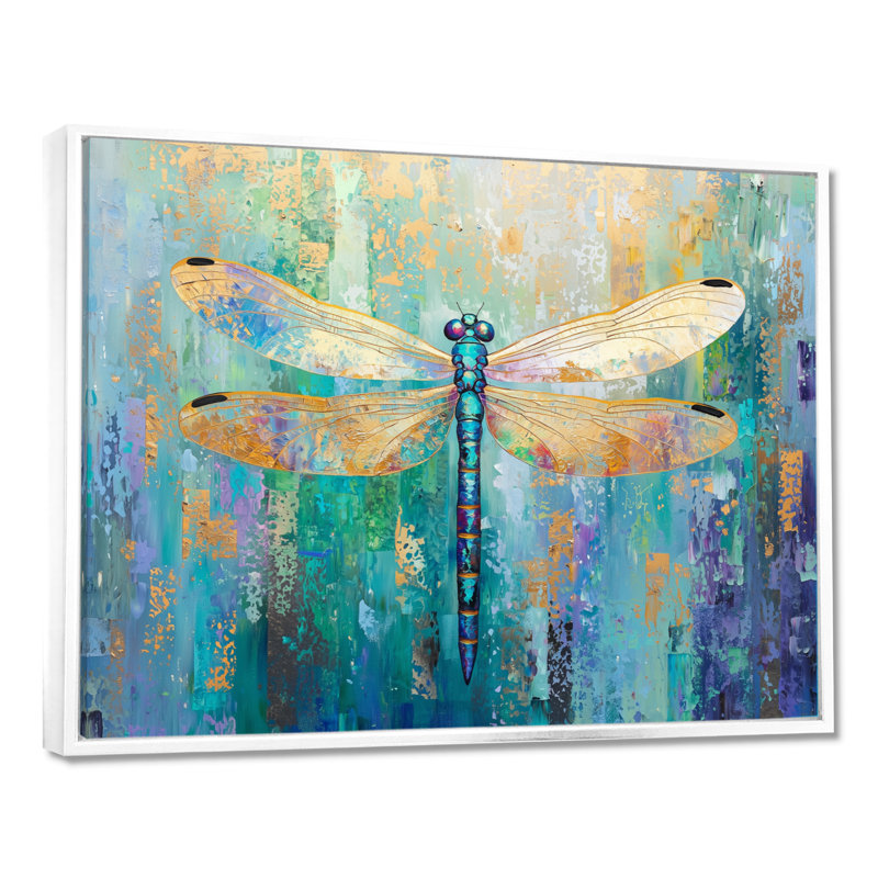 Décoration murale émeraude libellule ailes irisées II - Libellule, H 12 po x l 20 po, Blanc