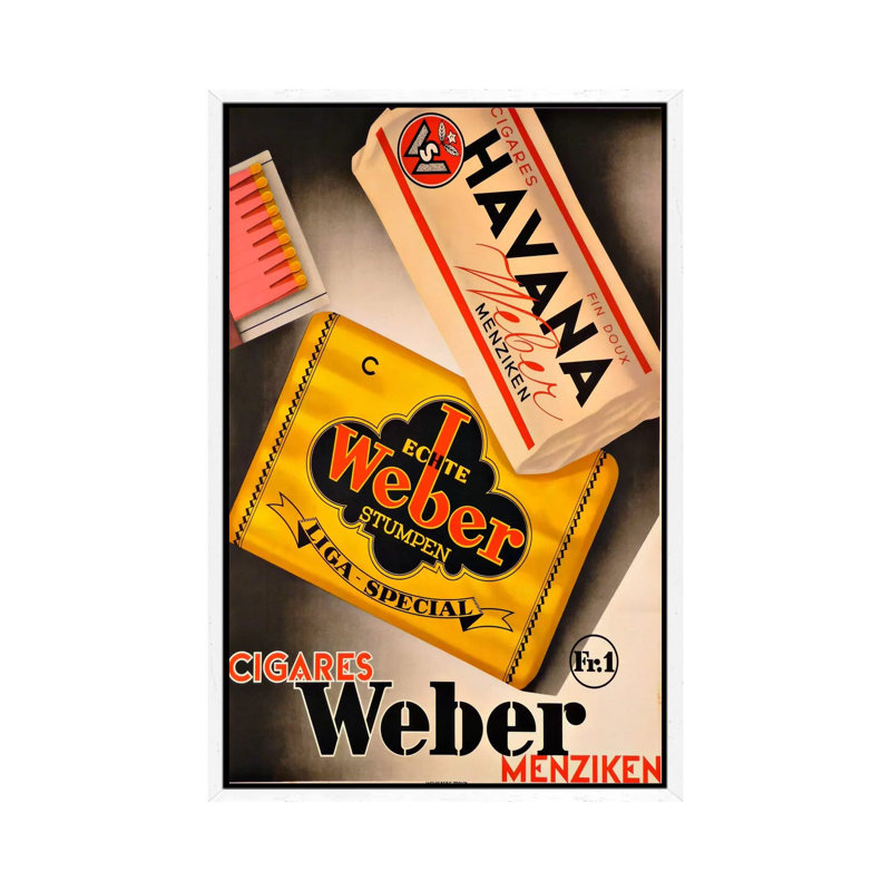 Cigares Weber - Print on Canvas, White Framed, 101.6 cm H x 66.04 cm W