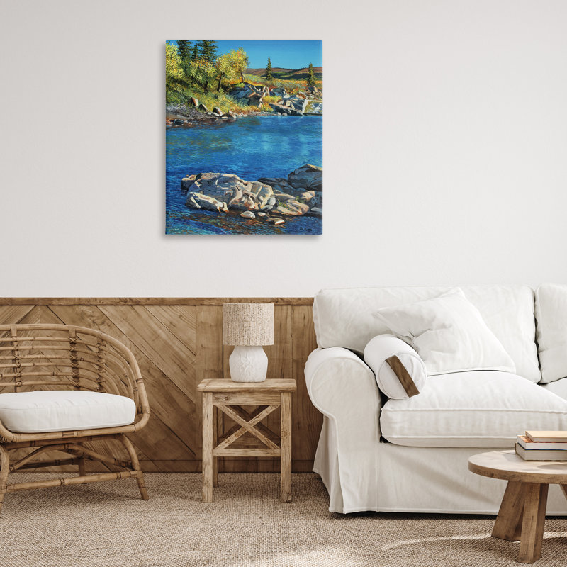 "Rocky River Landscape", art mural par Andrew Kiss, H 40 po x l 30 po
