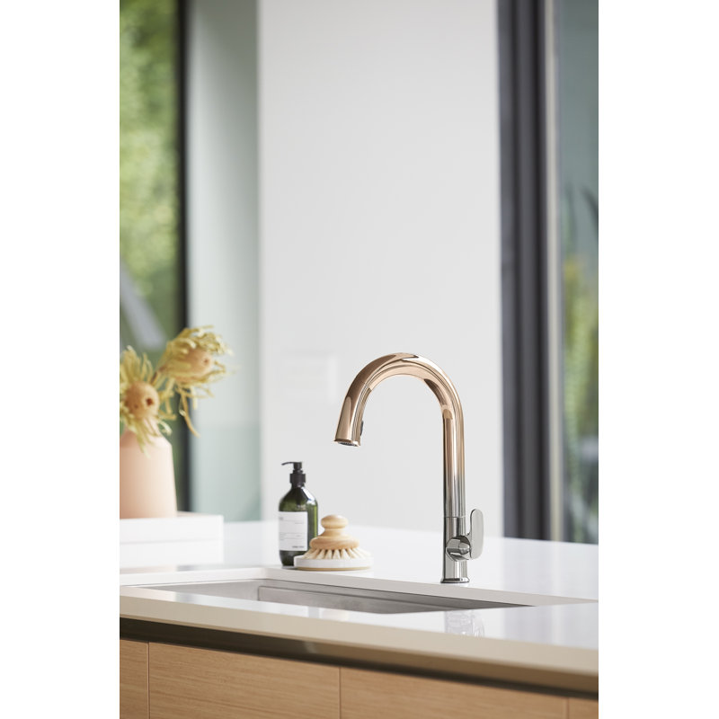 Sensate Pull-Down Touchless Single Handle Kitchen Faucet, Titanium/Rose Gold