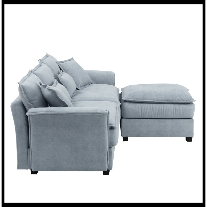 3 - Piece Upholstered Sectional, Blue Fabric
