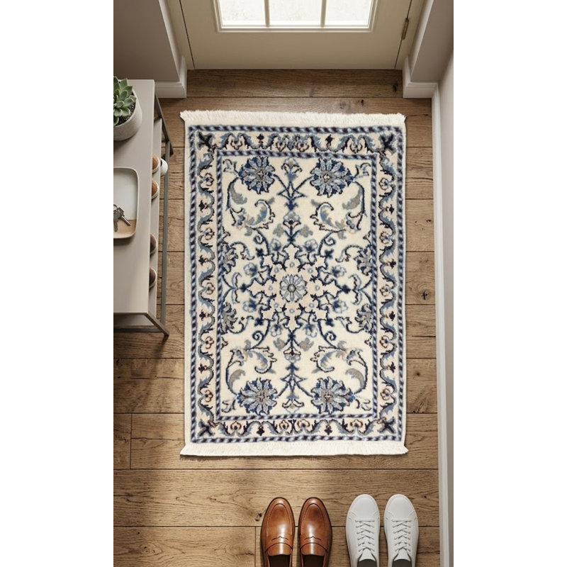 Tapis oriental rétro crème classique 2 x 3 Nain Tabas