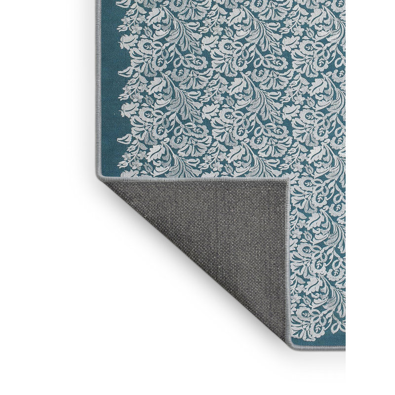 Tapis de zone bleu contemporain, Rectangle 5 pi x 7 pi