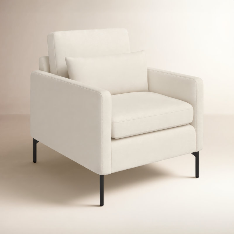 Odin Upholstered Armchair, Taupe Fine Textured Boucle