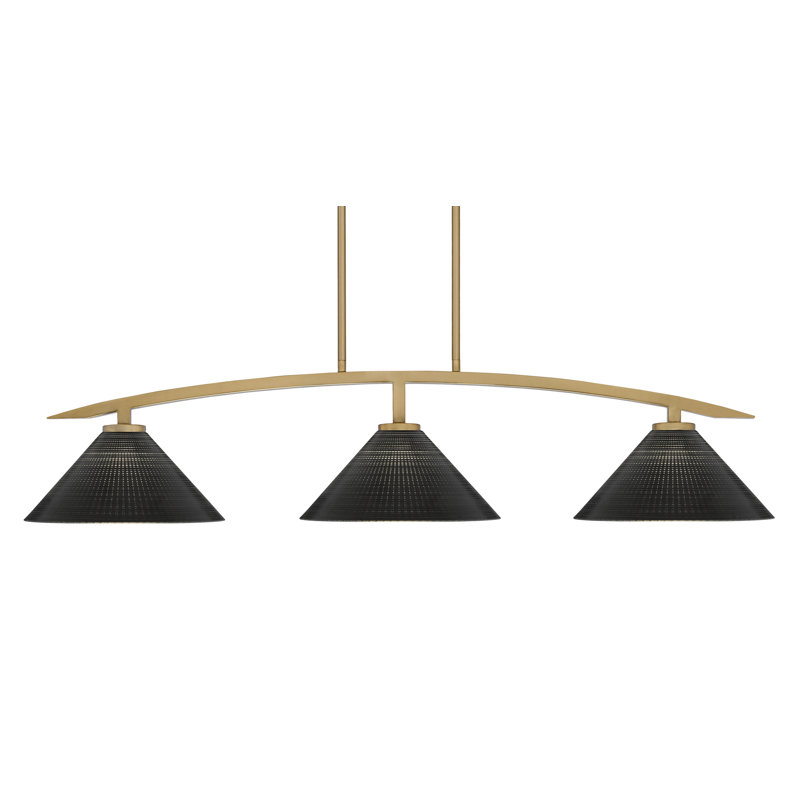 Kurve 3 Light With Matrix Glass, New Age Brass, Black, 9.5" H x 43.5" W x 12" D