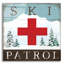 Art mural en verre épique «Ski Patrol» par Elizabeth Tyndall, 12 po x 12 po