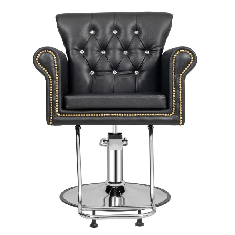 Fauteuil de coiffeur à large assise noir