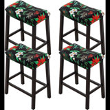 Bar Stool Cover Rectangle Set Of 4 Printed Stretch Counter Height Bar Stools Slipcovers Saddle Stool Slipcover Bench Seat Protector Backless Bar Stools Covers For Kitchen Counter