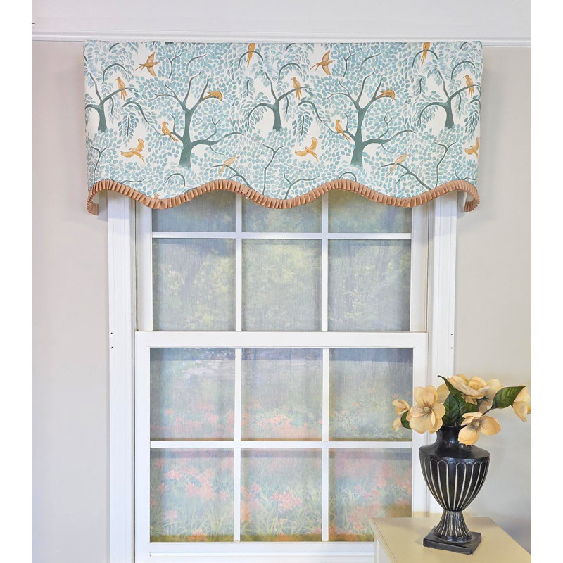 RLF Home Tree Bird Ruffled Provance Valance, Blue