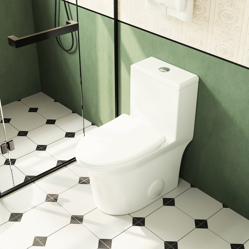 Toilette à chasse d'eau en céramique 1,1 / 1,6, hauteur confortable, blanc, siège à fermeture en douceur, et un blanc