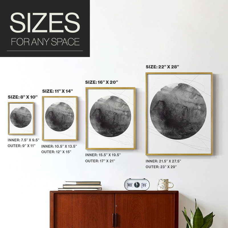 Graphite Moon I Framed Print - Solid Wood, 20" H x 16" W