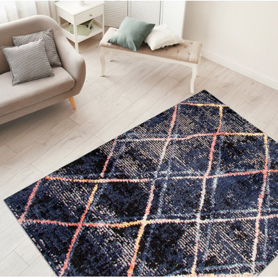 Tapis bleu marine / rouge Stigall