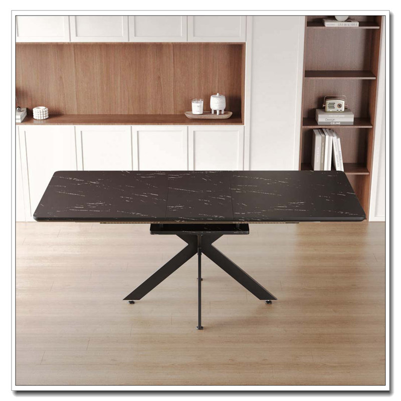 62.4" Extendable Dining Table, Black