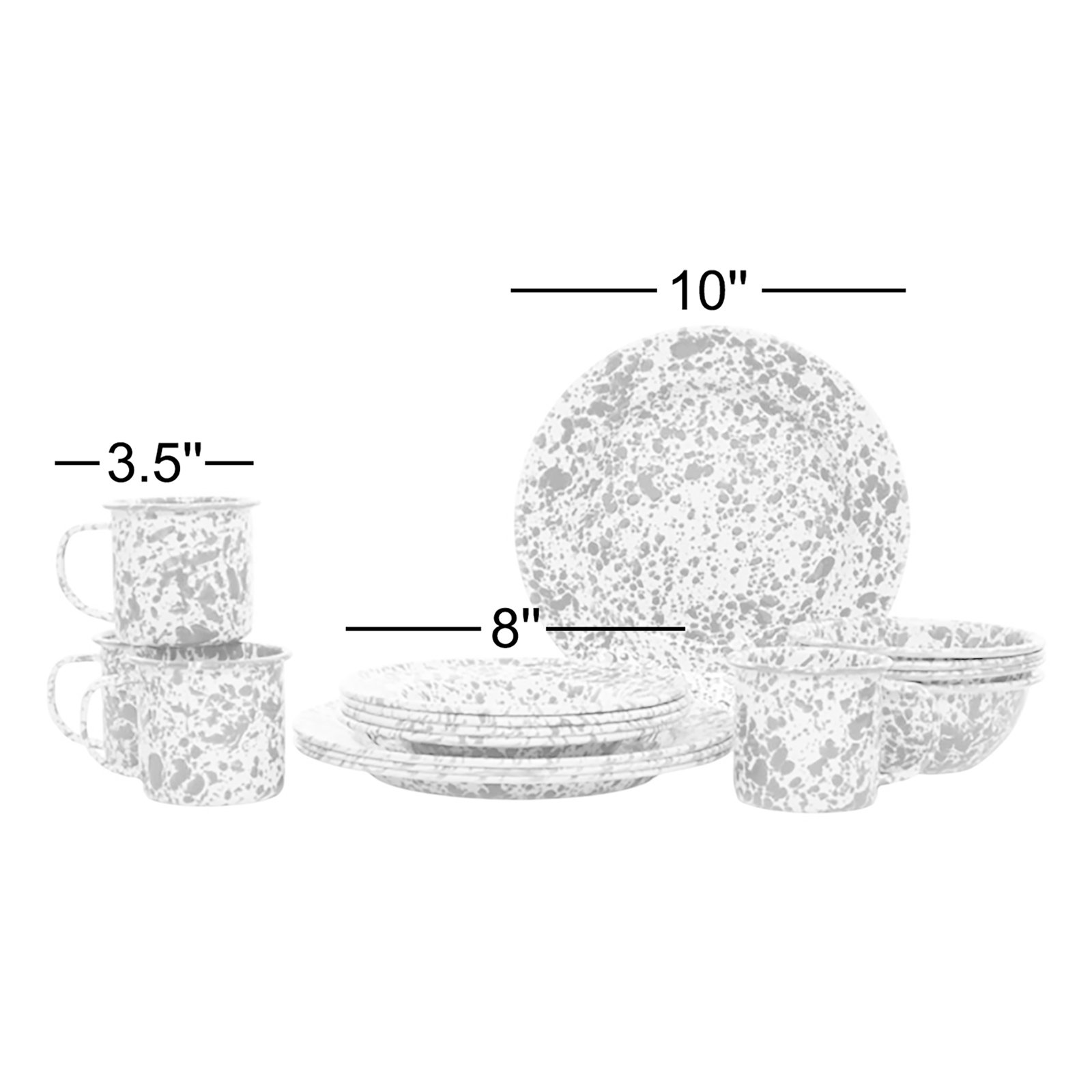 Crow Canyon Enamelware Splatter 16 Piece Dinnerware Set, Red