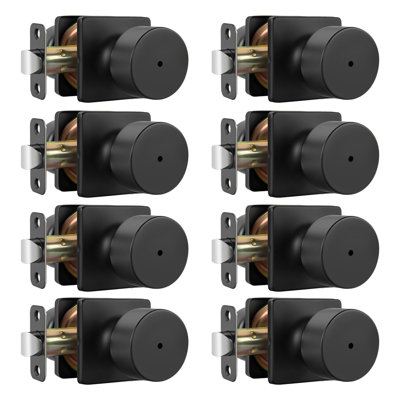 Matte Black Door Knobs Interior, Privacy Bedroom Door Knob with Lock, Black Interior Door Knobs Bathroom 8 Pack