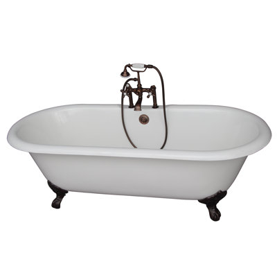 67.75'' x 31'' Freestanding Soaking Cast Iron Bathtub with Faucet