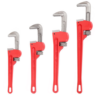 4Pcs 8&10&14&24-Inch Straight Heavy Duty Pipe Wrench Set Plumber Adjustable Water Alloy Steel Grip Plumber's Wrench Plumbing Tools