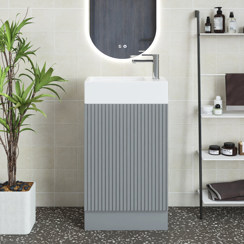 Jesara 18.6'' Single Bathroom Vanity with Ceramic Top, Gray