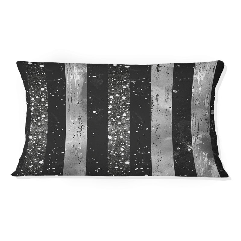Coussin lombaire Glam Sparkling Stripes, Gris / argent