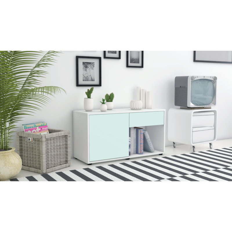 Keyon 92cm W 1 - Drawer Chest of Drawers, Light Blue / Matte White