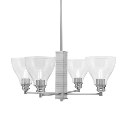 Lustre 4 lumières Edge avec verre à bulles transparent 6,25 po