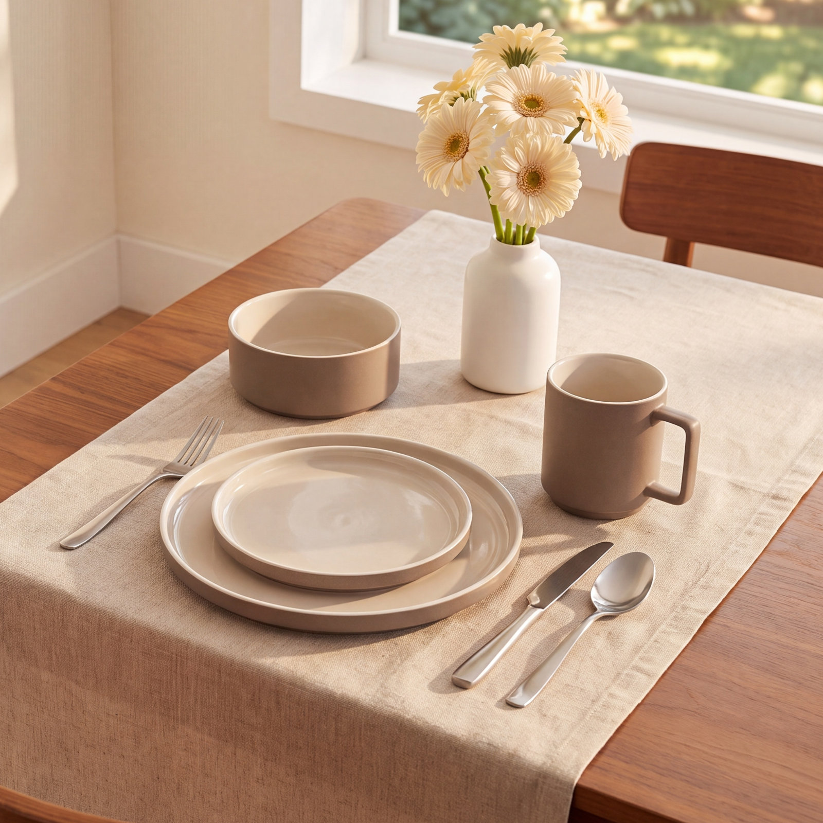 ColorTrio Porcelain Dinnerware Set - Service for 1, Clay