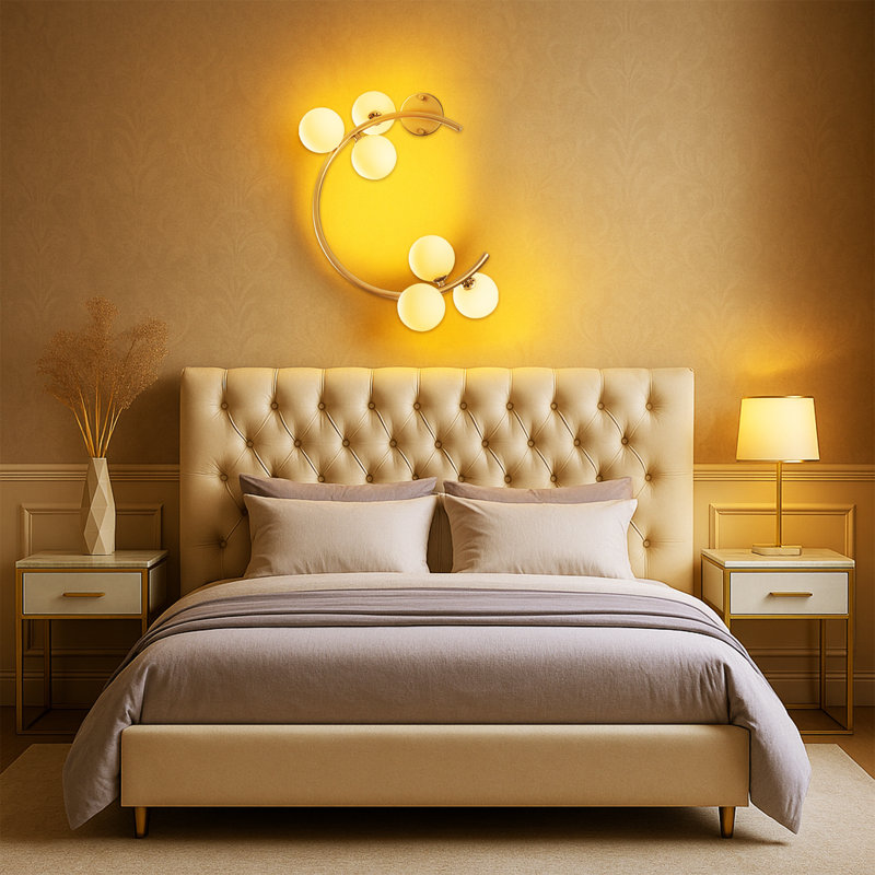 6 Lights Metal Body C Wall Sconce, Gold