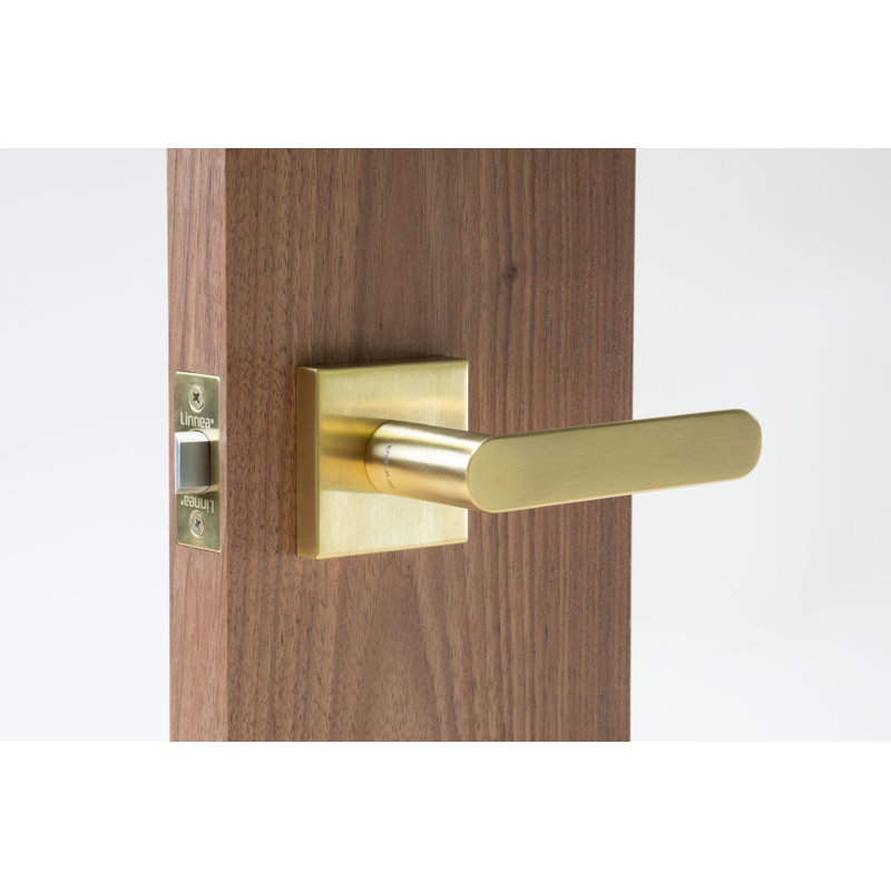 Passage Door Lever Set, 2-3/8", Satin Brass, Passage (Hall & Closet)