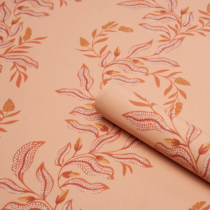 Schumacher X Laura Gonzalez Vagary Vines Wallpaper, Orange
