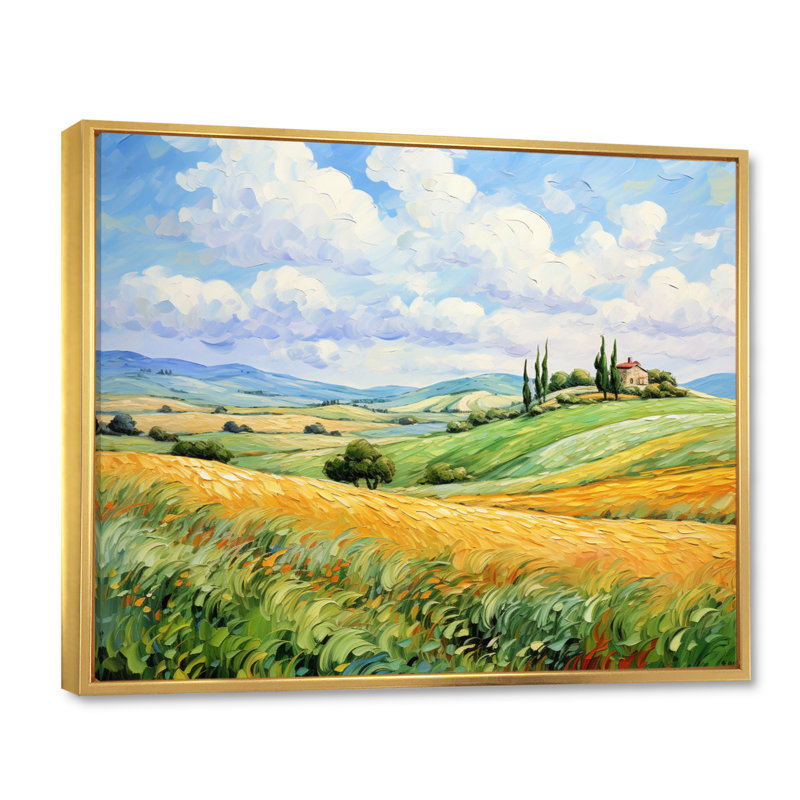 Van Gogh, reproduction d'art sur toile, "Rolling Hills I", H 24 po x l 32 po x P 1 po, Cadre flottant doré